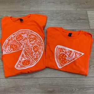 Daddy & Me / Mommy & Me Orange Pizza and Slice t-shirt set